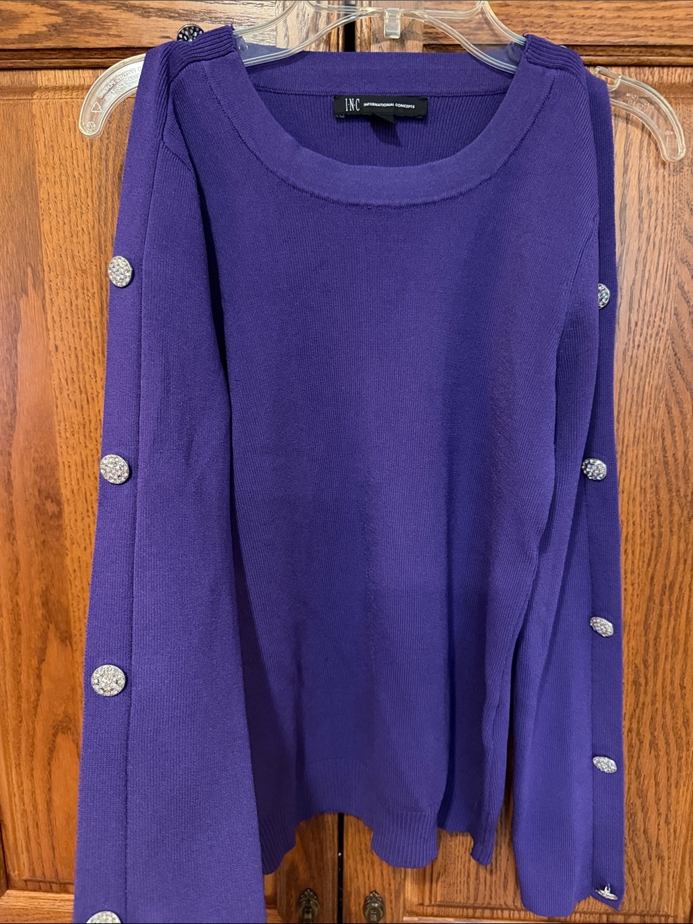 INC International Concepts Jewel-Button Purple Sweater *like NEW condition